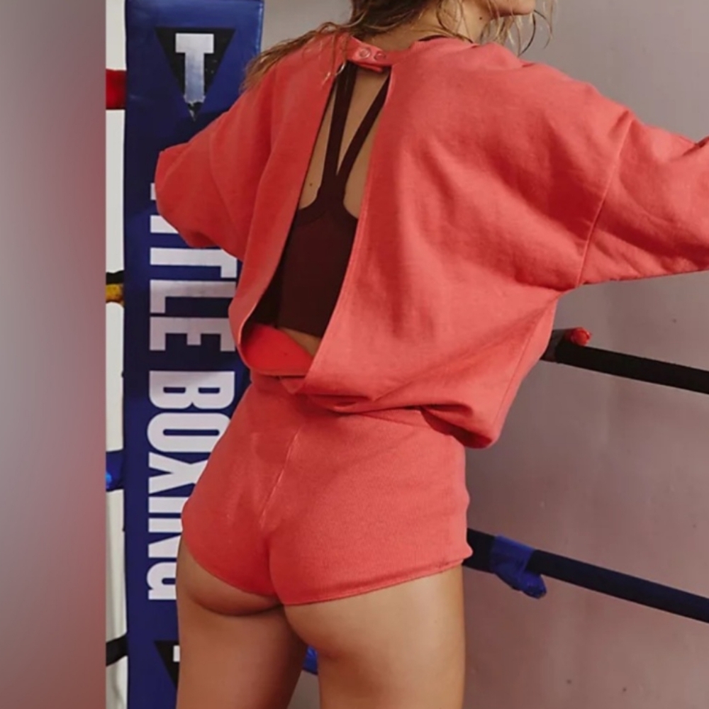 Nwt's Free People For The Win Playsuit, Embroidered Logo